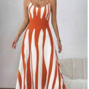 Orange and White Summer Dress 1